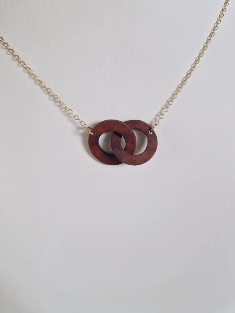 Pendentif 2 ronds imbriqués en bruyère