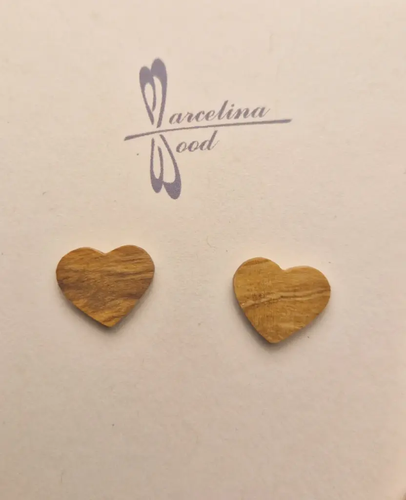 Puces duo coeurs en olivier