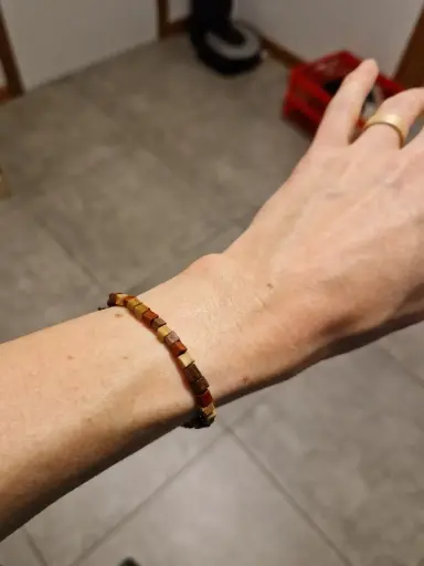 [JUPR026] Bracelet perles carrées mixe de bois